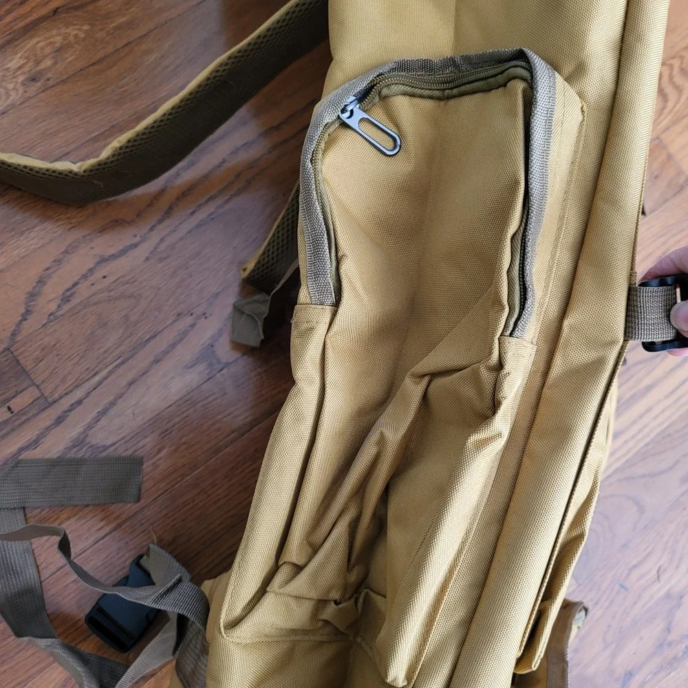 Large Hiking Backpack Waterproof Military Camping Rucksack Travel Daypack Tan